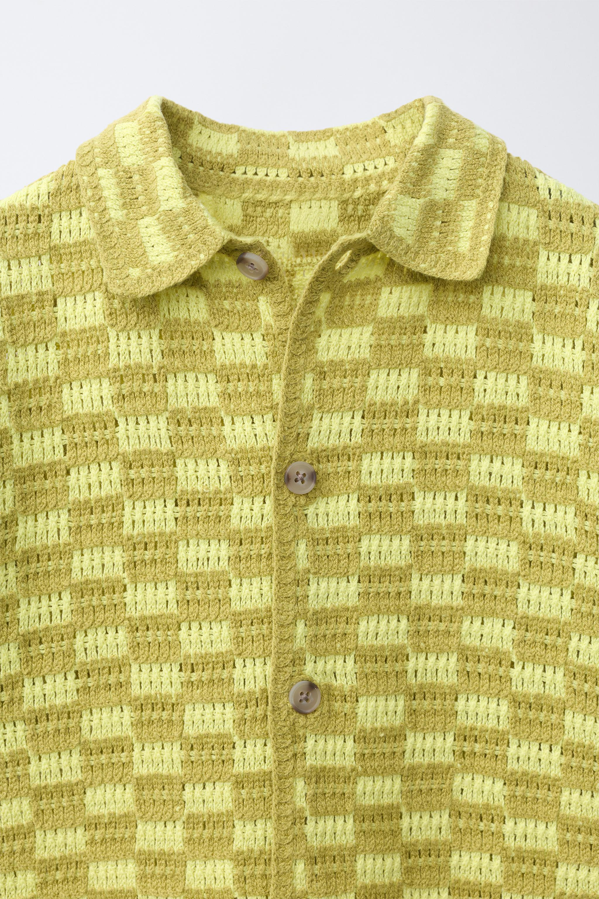 CHECKERBOARD CROCHET SHIRT